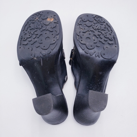 Vintage 90s y2k Mudd Bratz Brown Vegan Leather Chunky Heel Mules Size 8 - Picture 8 of 13